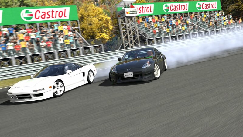 Racing cars on a track
