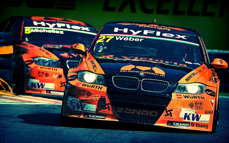 racing cars on a track
