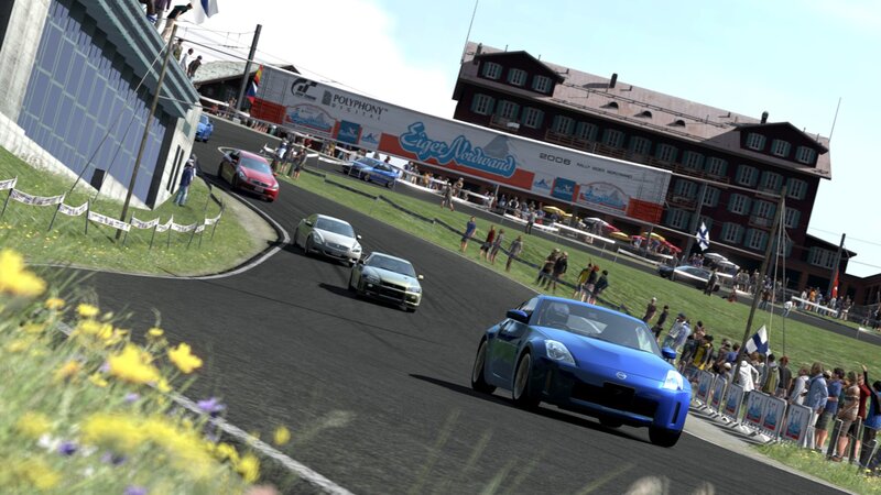 Racing cars on a track