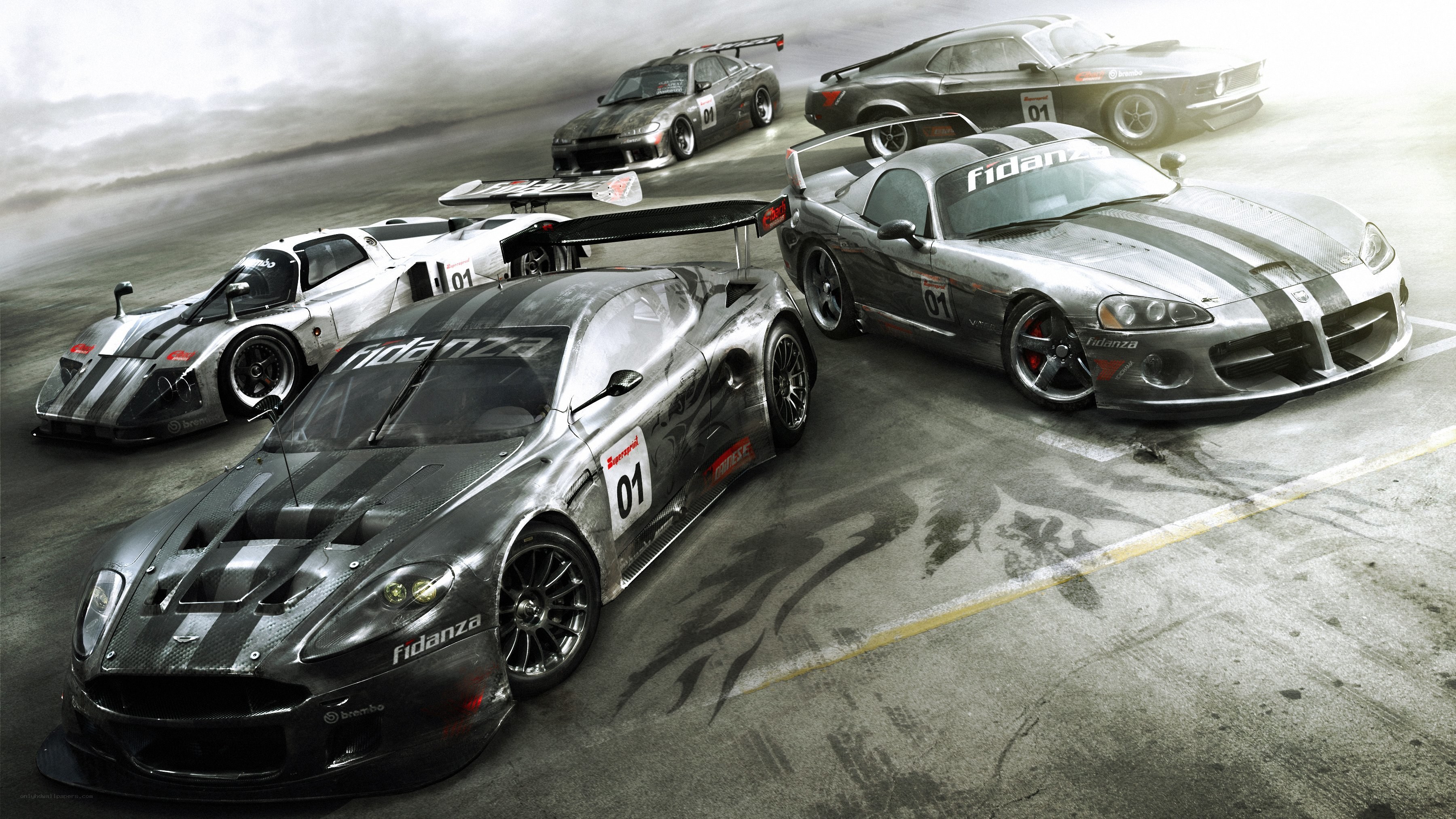 racing cars on a track