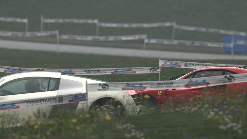 Racing cars on a track