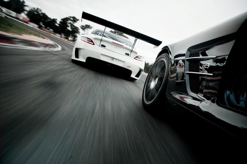 racing cars on a track