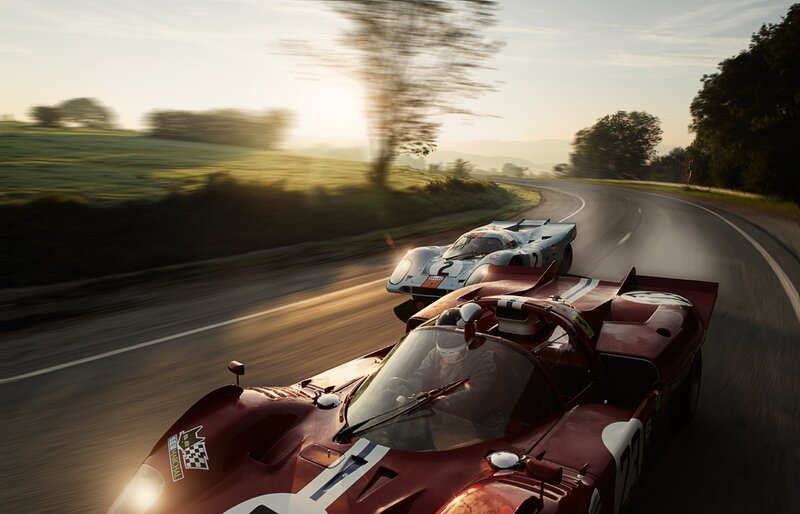 Racing cars on a winding road