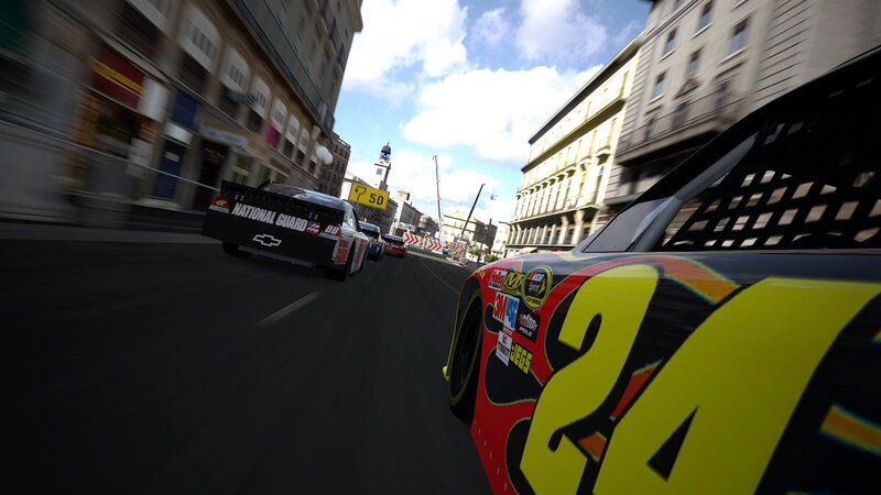 Racing Cars on City Street — Yellow