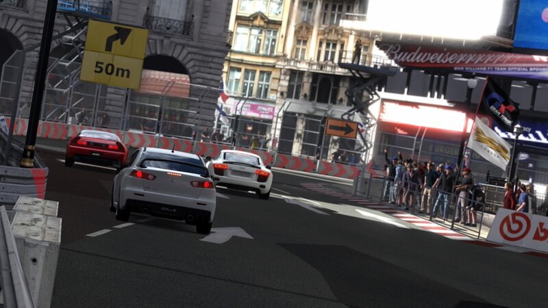 Racing Cars on City Track — Gray, Competitive