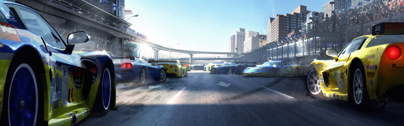 racing cars on city track