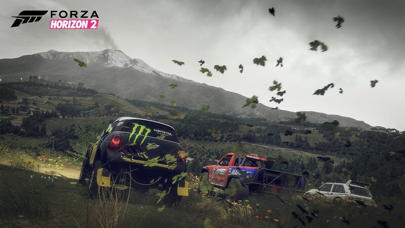 Racing Cars on Hillside