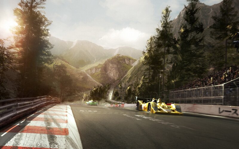 racing cars on mountain track