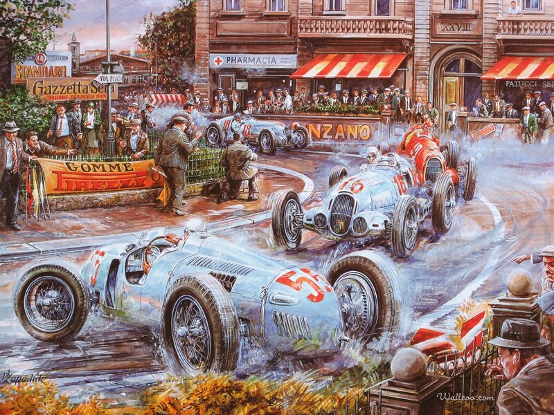 Racing Cars on Street — Blue