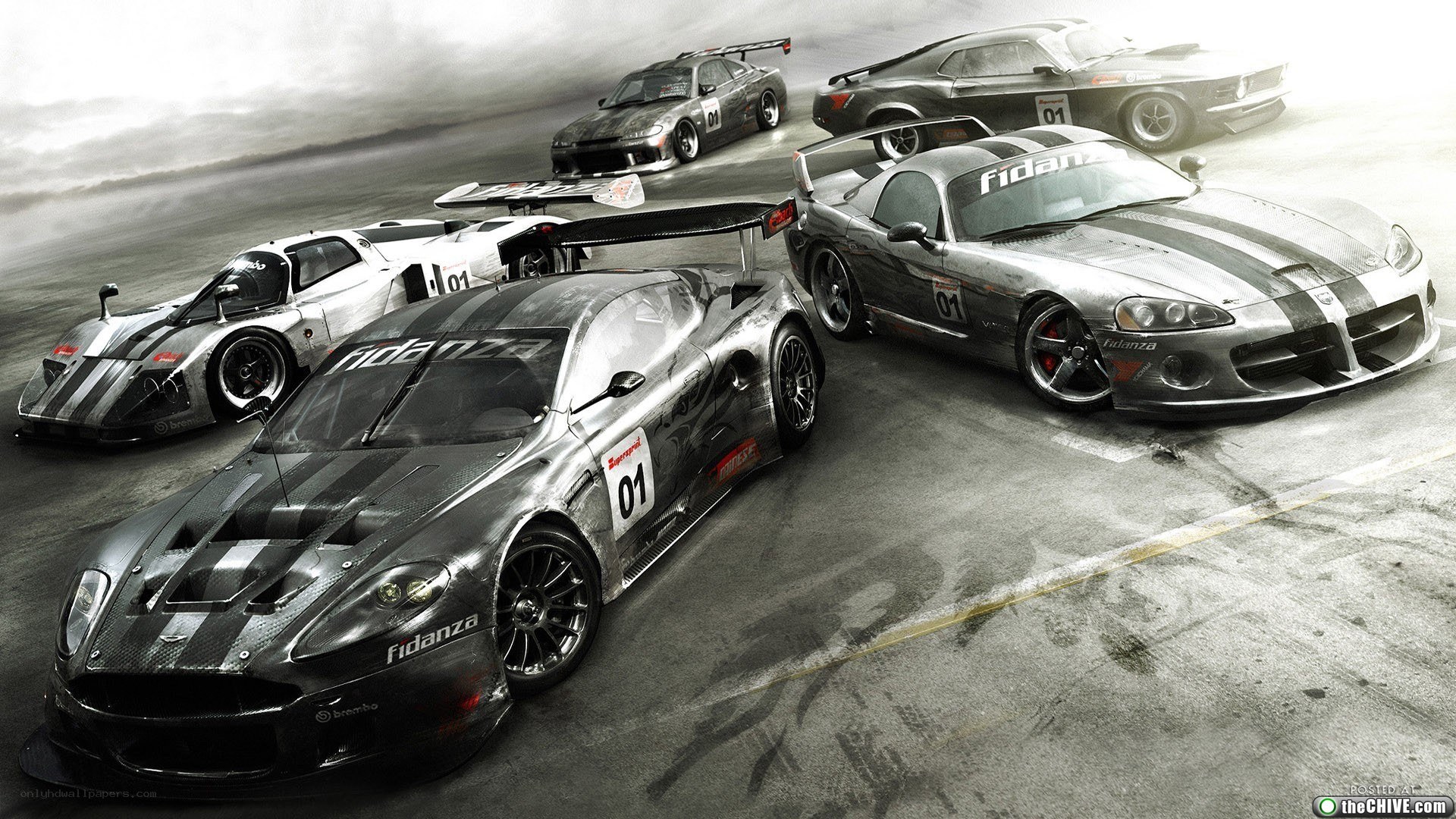 racing cars on track