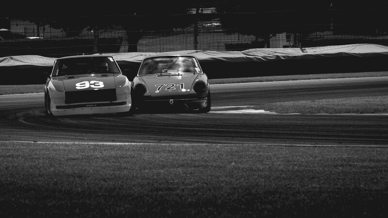 Racing Cars on Track — Black, Dramatic, Photograph
