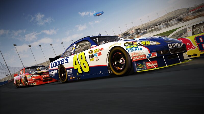 Racing Cars on Track — Blue, Dynamic, Afternoon, 3d Render
