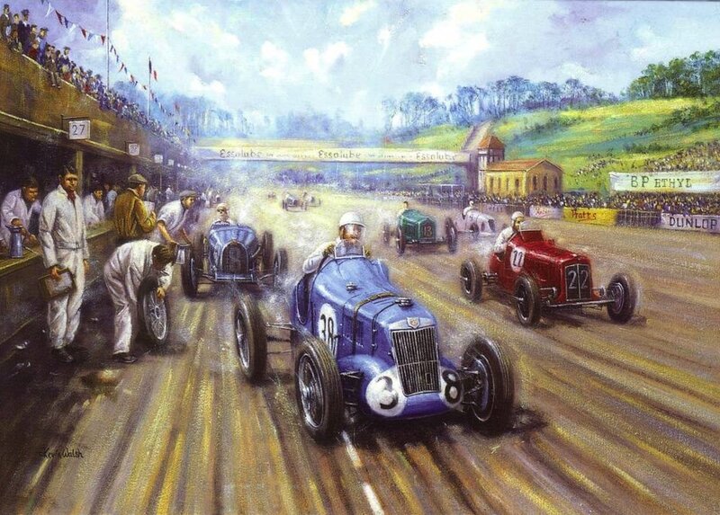 Racing Cars on Track — Blue, Dynamic, Afternoon, Painting