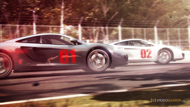 Racing Cars on Track — Gray, Dynamic, Afternoon