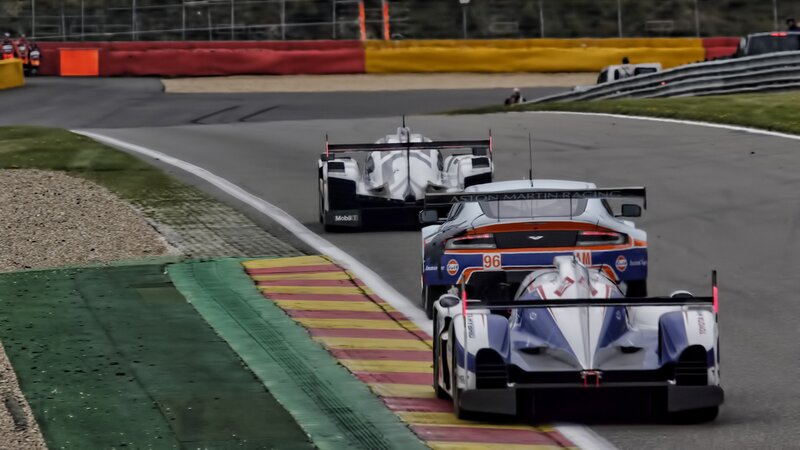 Racing Cars on Track — Gray, Dynamic, Photograph