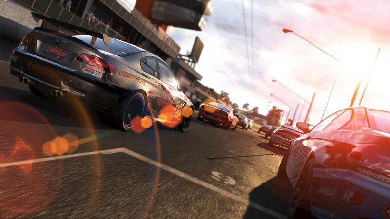 Racing Cars on Track — Gray, Dynamic, Sunset, 3d Render