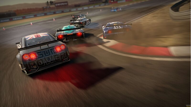 Racing Cars on Track — Gray, Dynamic, Sunset