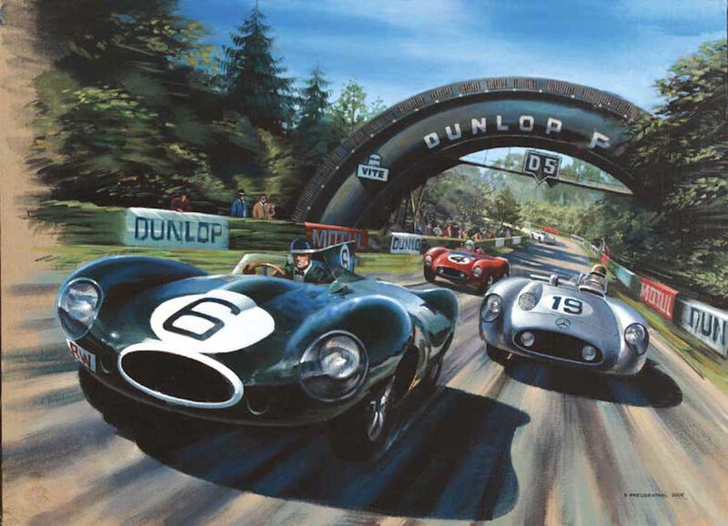 Racing Cars on Track — Green, Dynamic, Afternoon, Painting