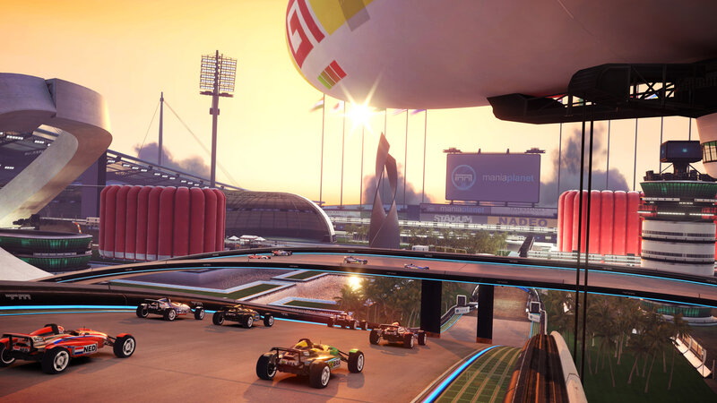 Racing Cars on Track — Orange, Dramatic, Sunset