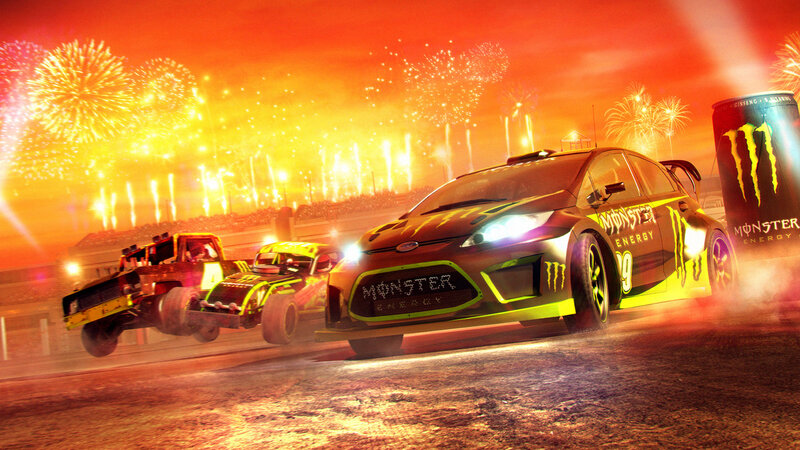 Racing Cars on Track — Orange, Dramatic