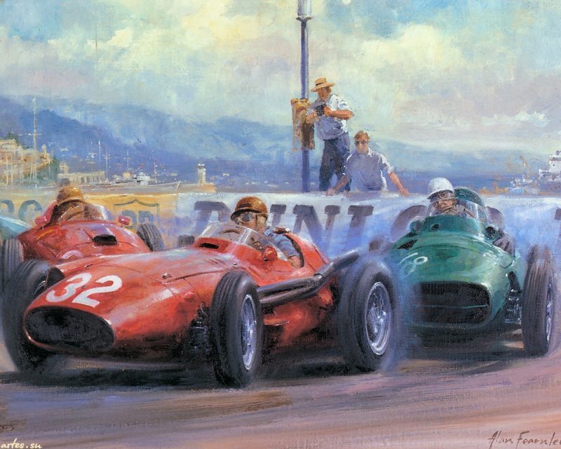 Racing Cars on Track — Red, Dynamic, Afternoon