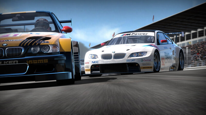 Racing Cars on Track — White, Competitive, Afternoon