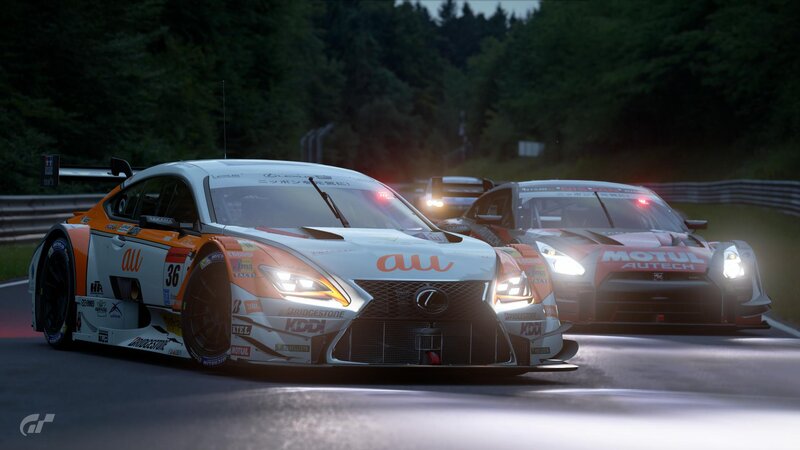 Racing Cars on Track — White, Dramatic, Night
