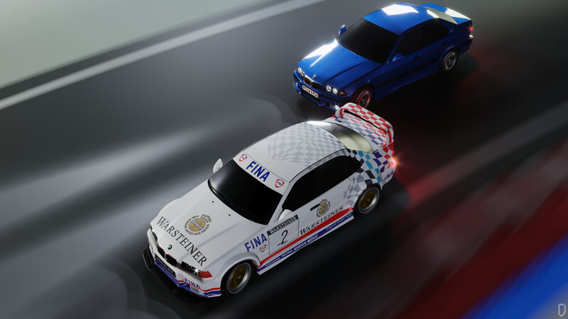 Racing Cars on Track — White, Dynamic, 3d Render