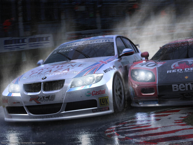 racing cars on wet track