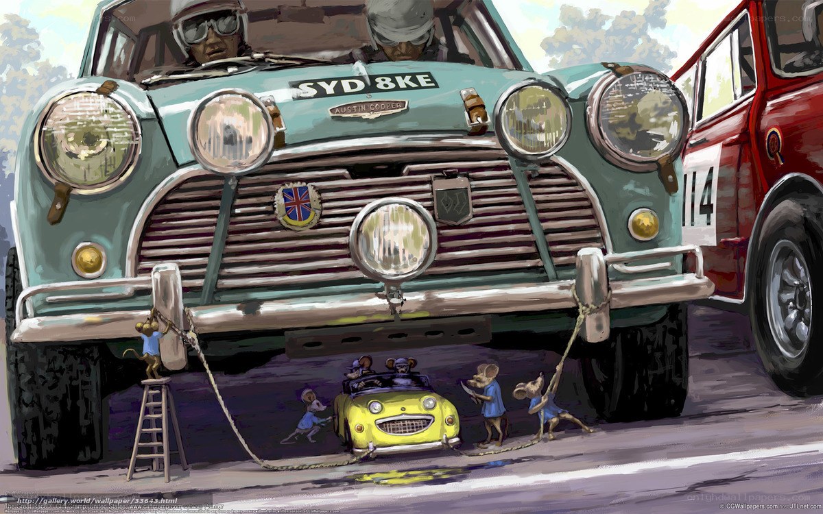 Racing cars with mice crew