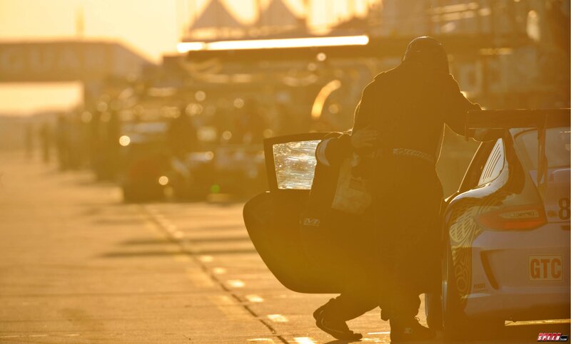 racing driver at sunset