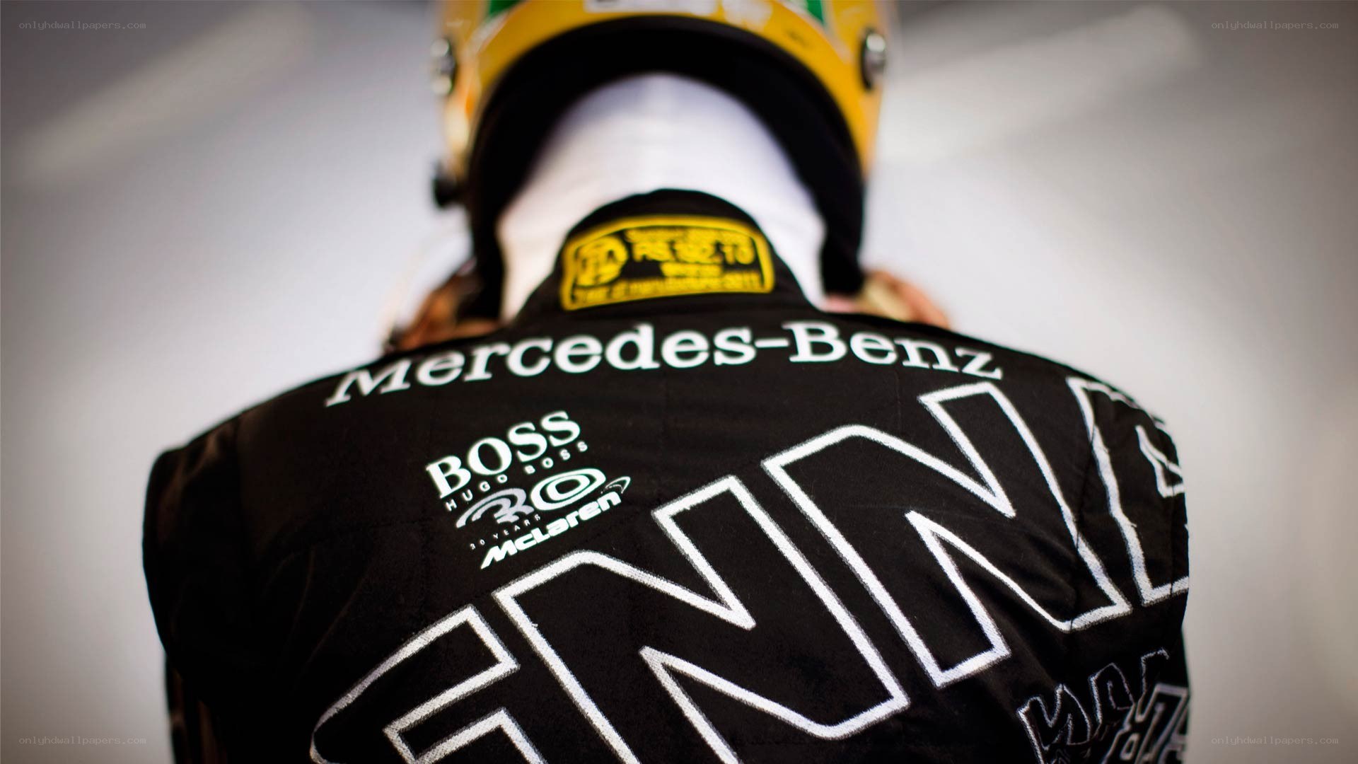 racing driver back view