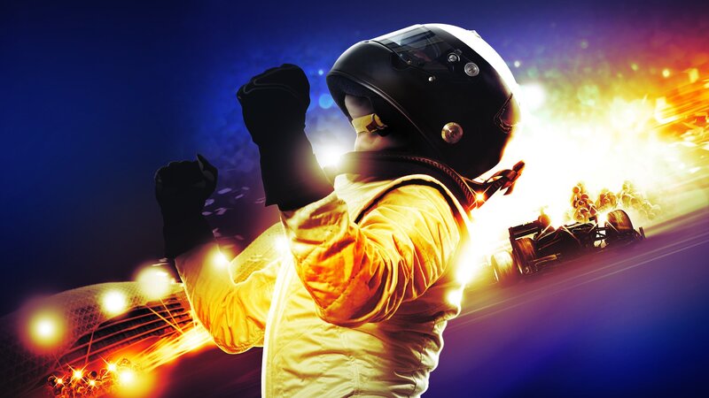 Racing Driver Celebrating — Blue