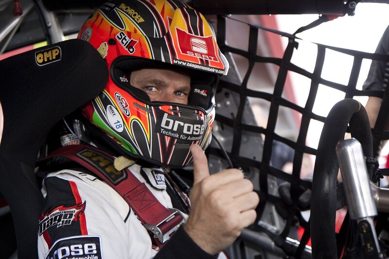 Racing Driver in Car — Black, Focused, Photograph