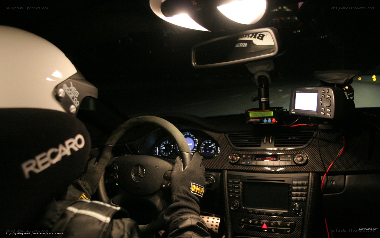 racing driver in car interior