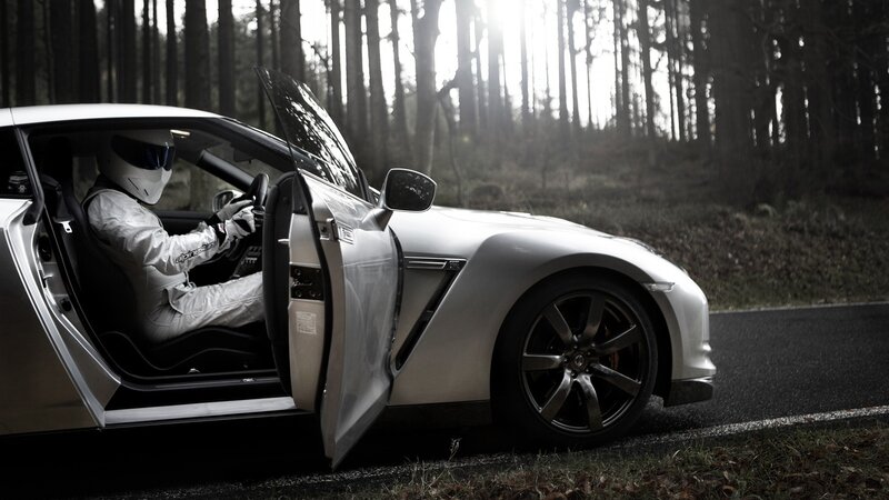 Racing Driver in Car — Silver, Dramatic, Morning, Photograph
