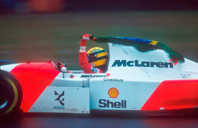 Racing Driver in Car — White, Celebratory