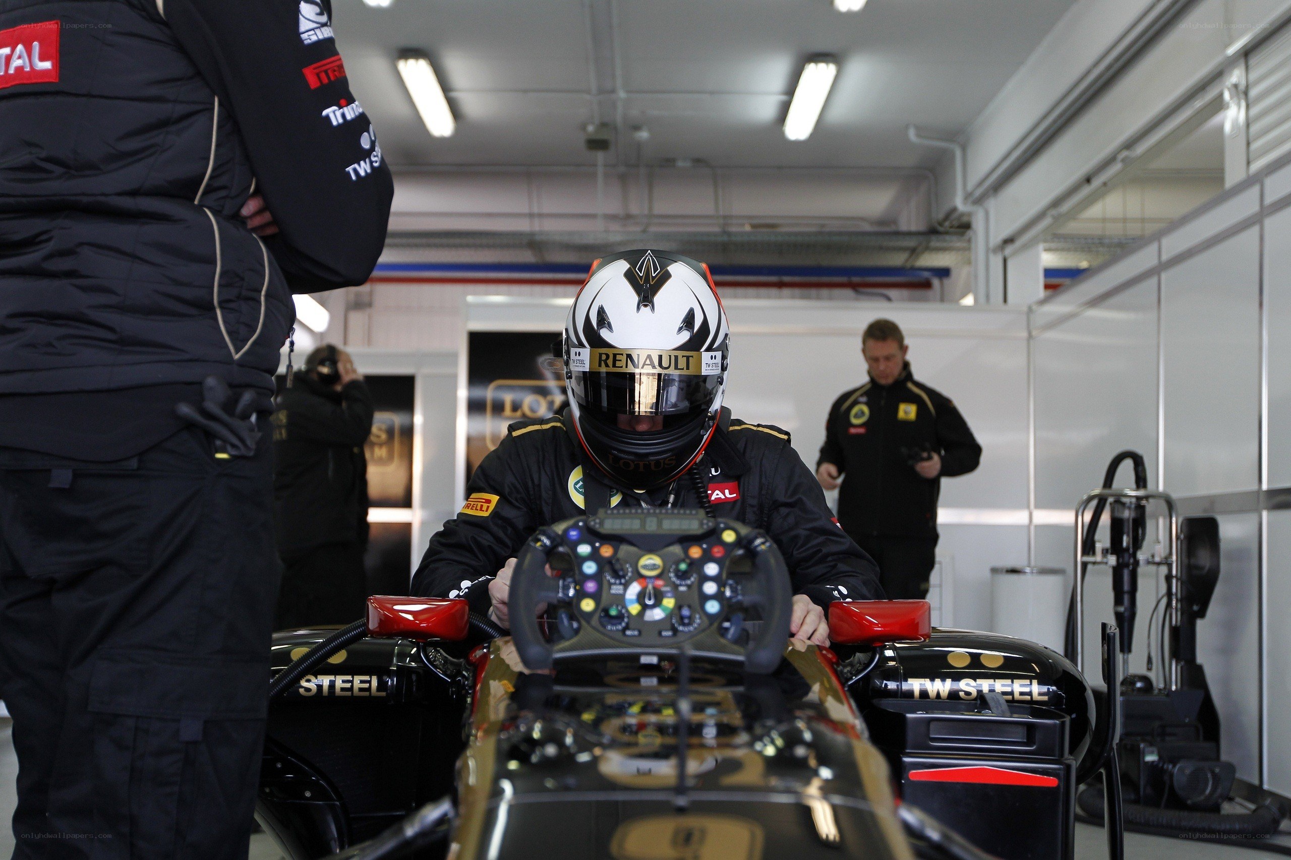 racing driver in cockpit