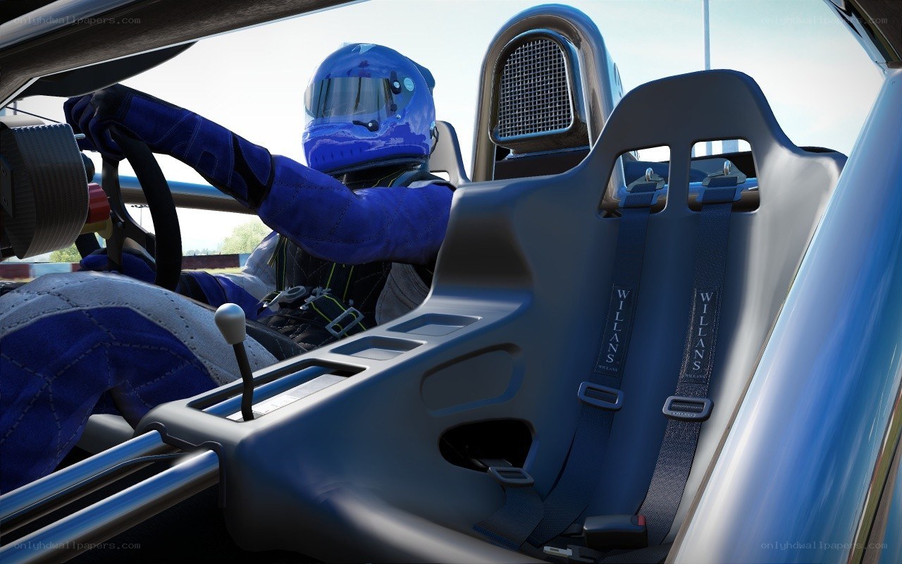 racing driver in cockpit