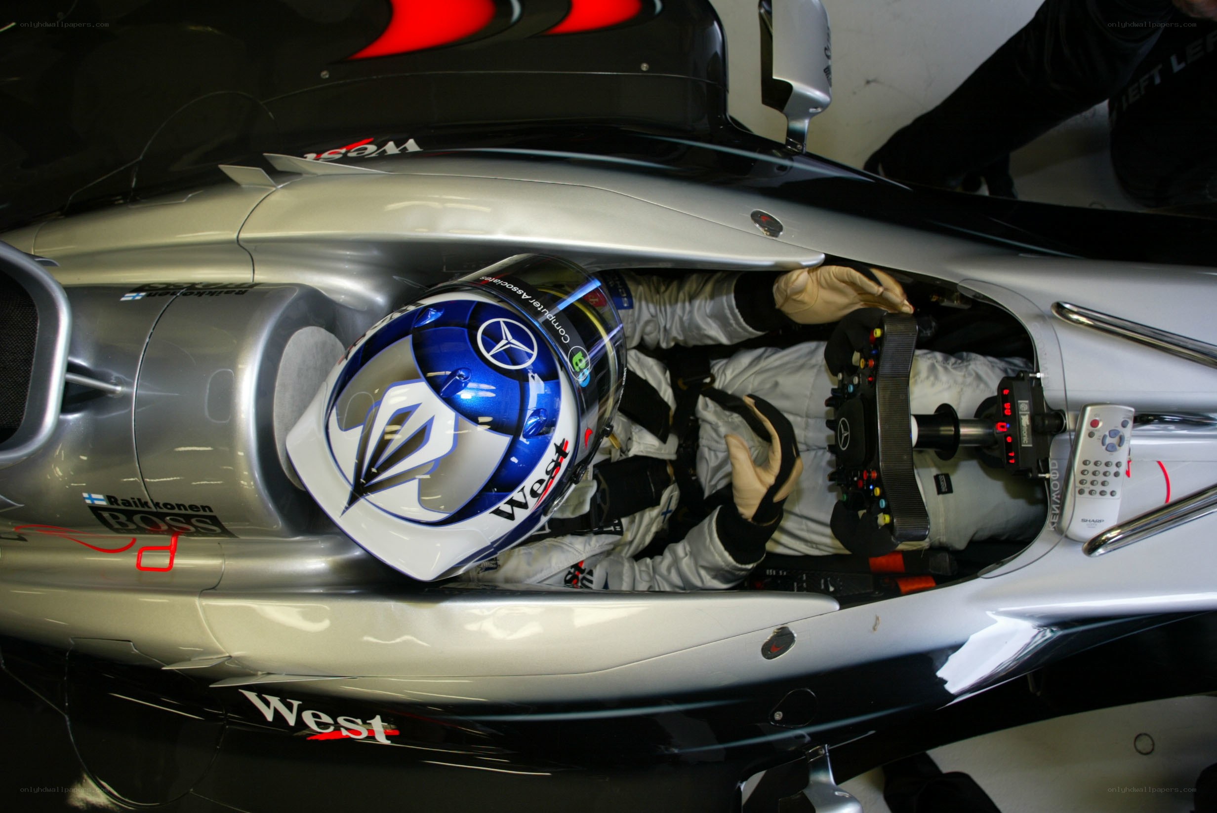 racing driver in cockpit