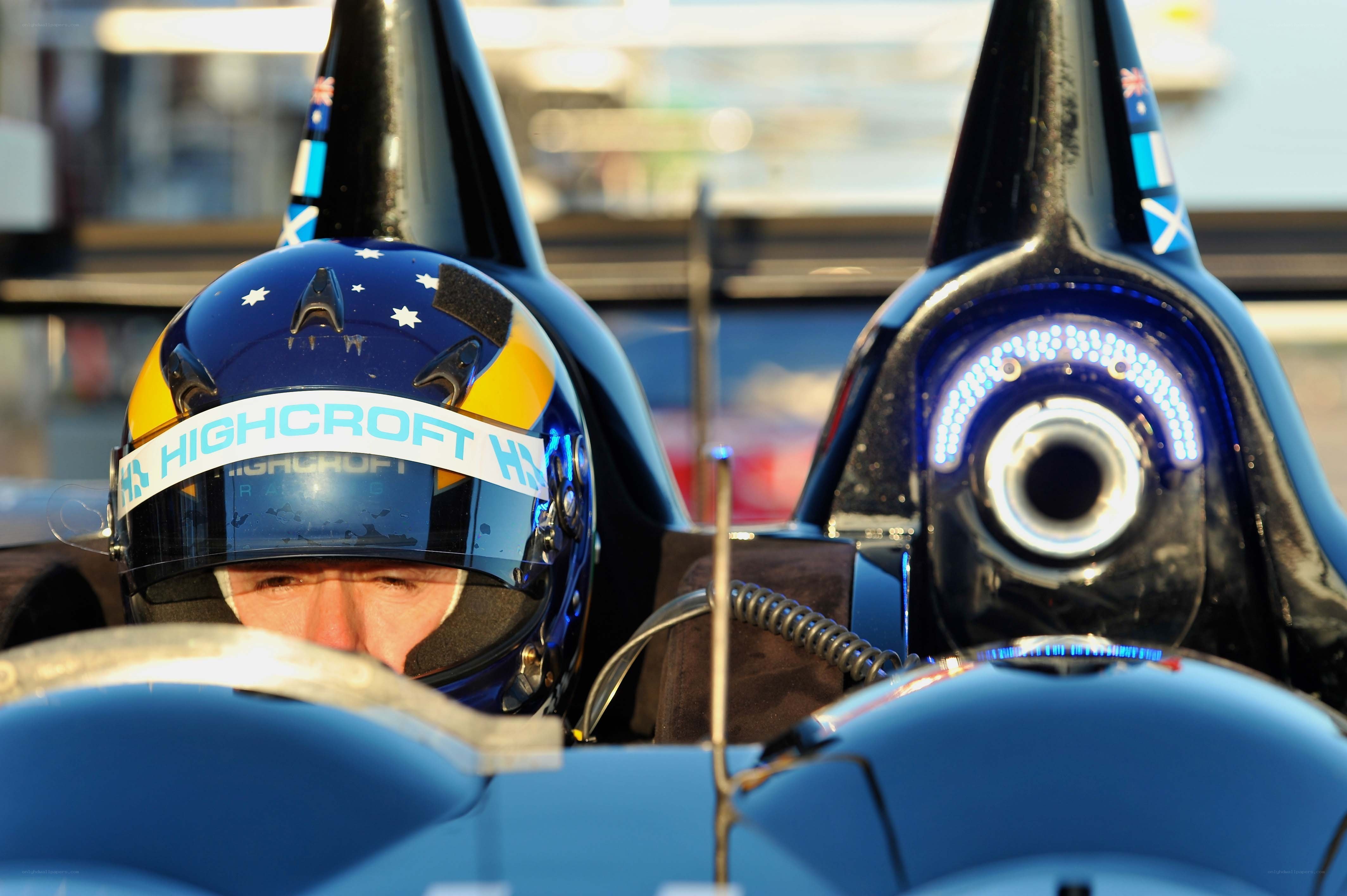 racing driver in cockpit