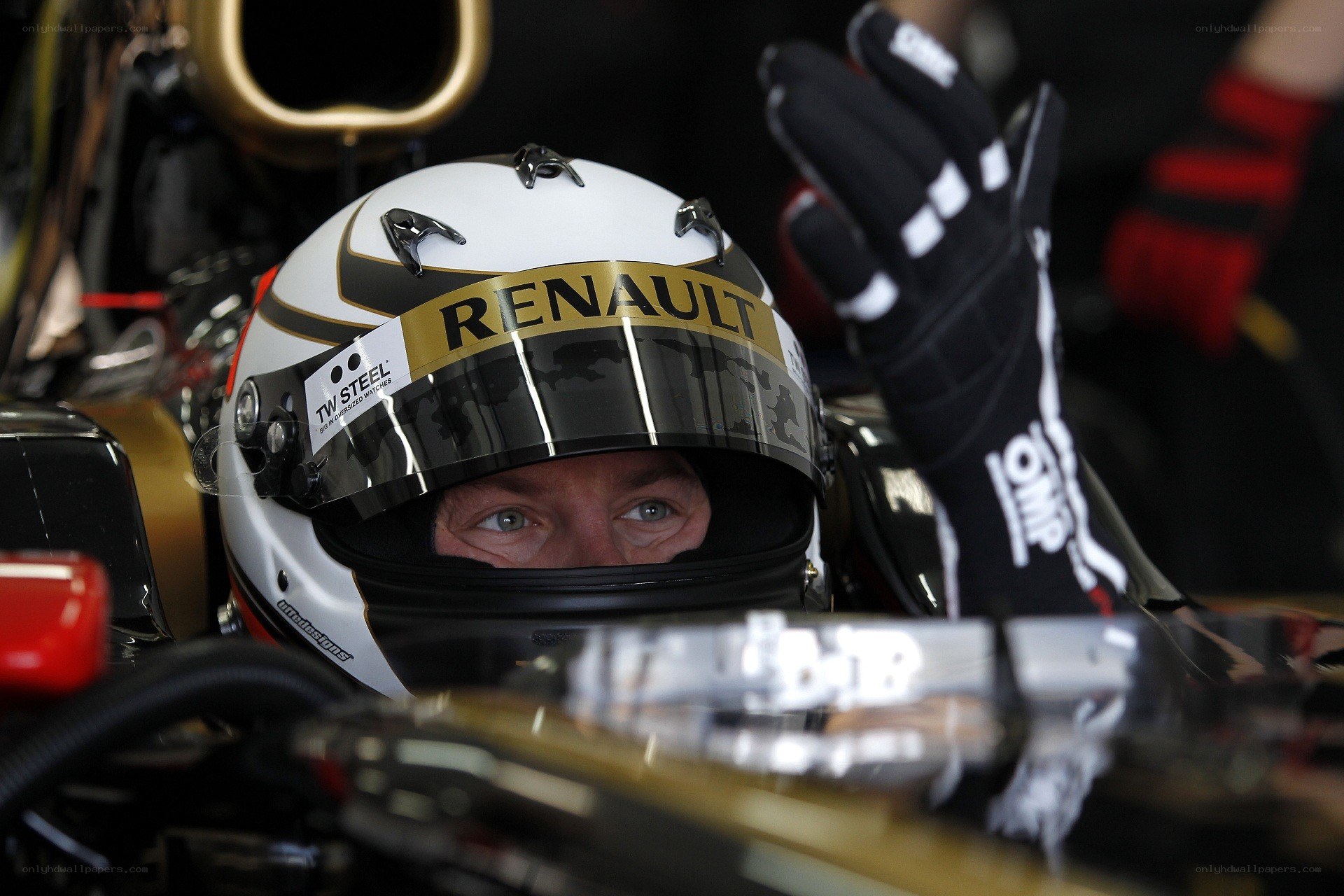 racing driver in cockpit