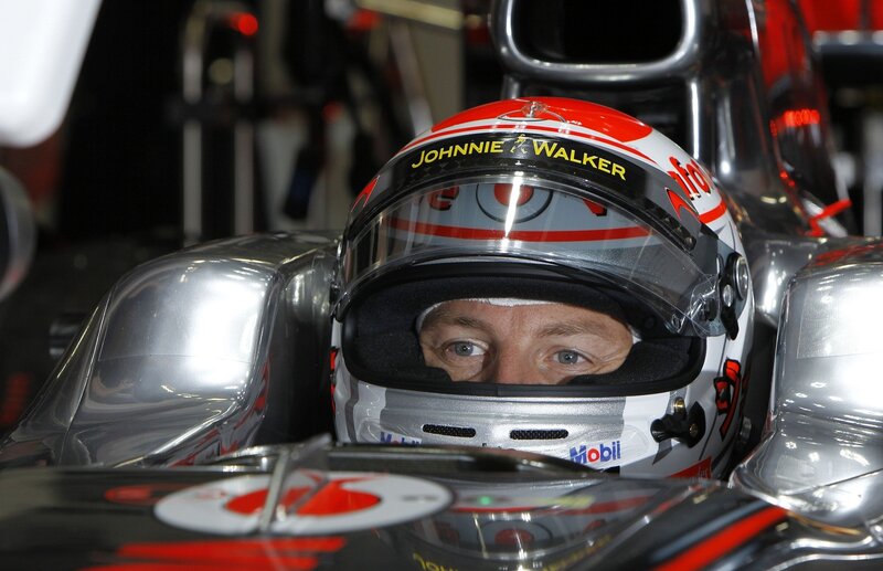 Racing Driver in Cockpit — Silver, Focused