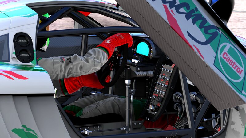 Racing Driver in Cockpit — White