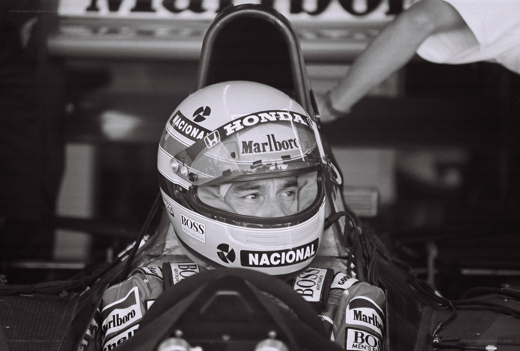 racing driver in cockpit