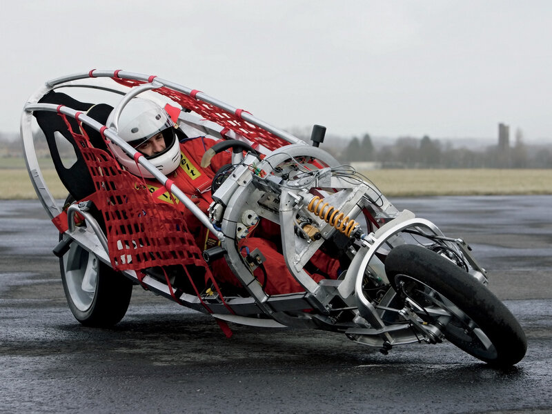 Racing driver in custom vehicle
