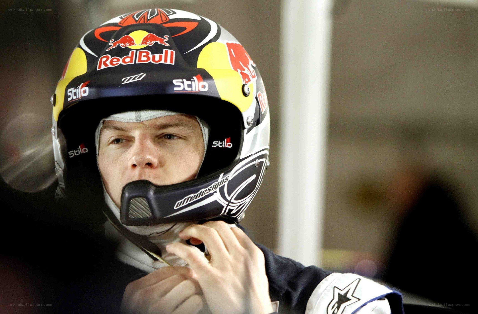 racing driver in helmet