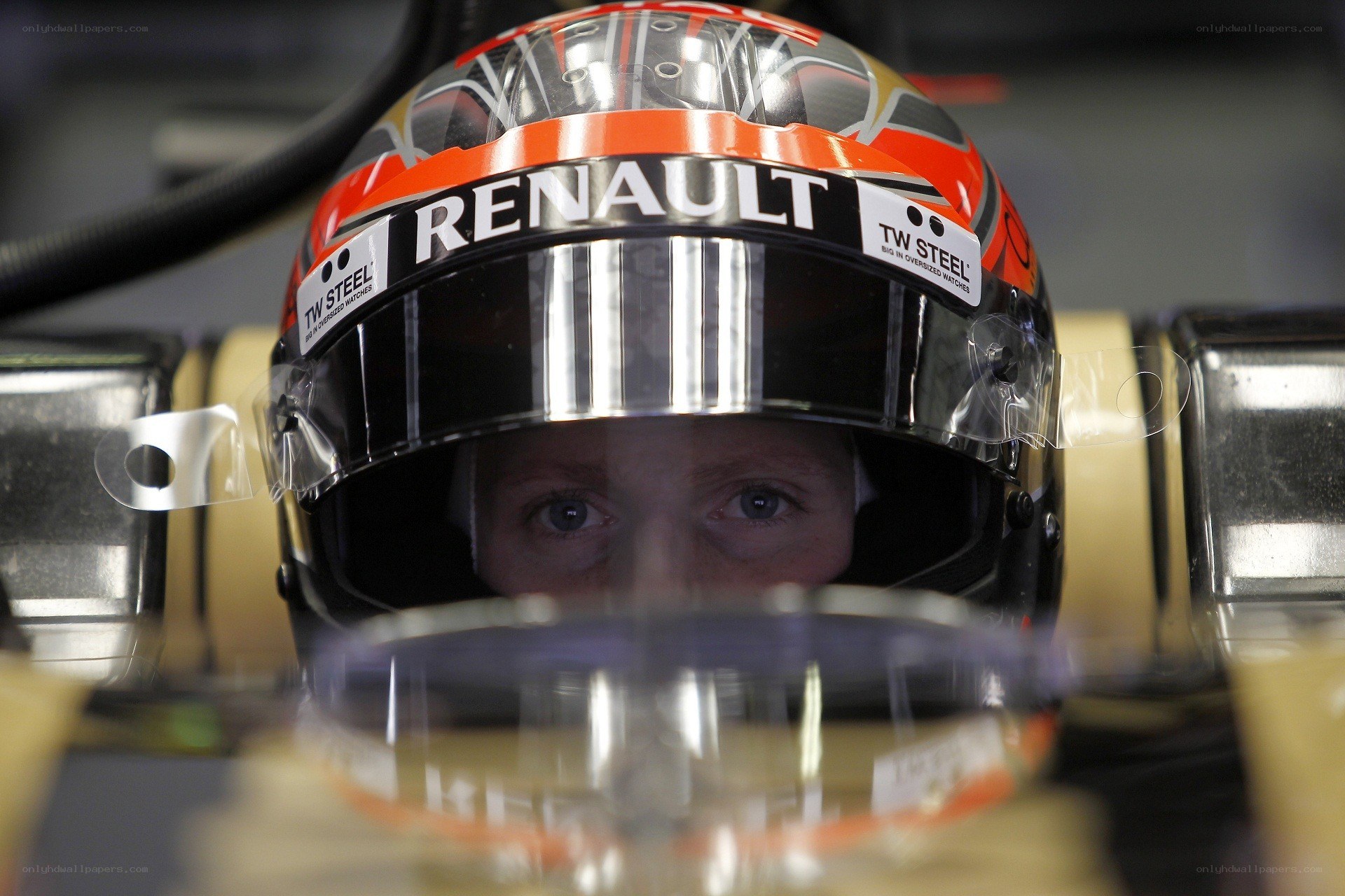 racing driver in helmet