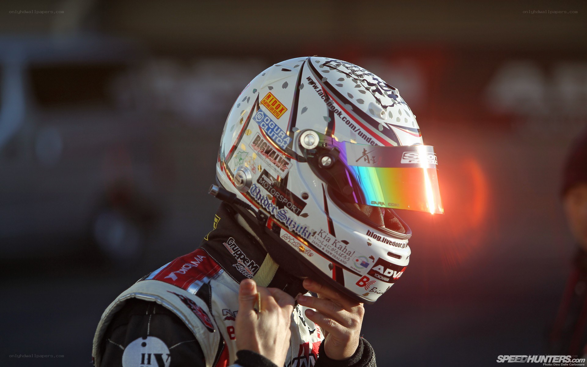 racing driver in helmet