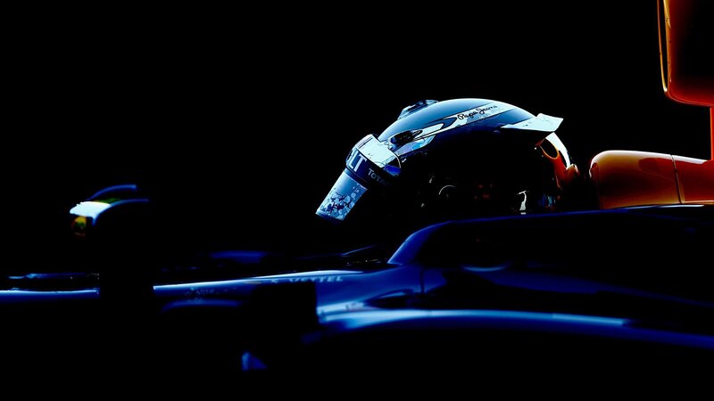 Racing Driver in Helmet — Black, Dramatic